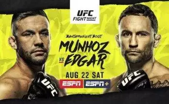 Watch Wrestling UFC Fight Night Vegas 7: Munhoz vs. Edgar 8/22/20 Live Online