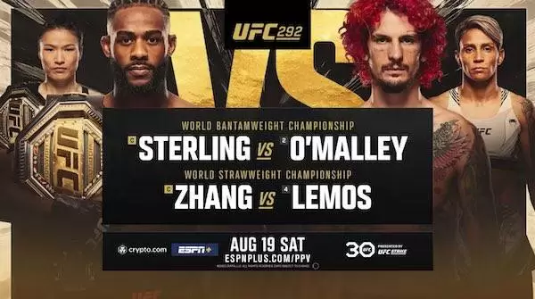 Watch UFC 292: Sterling vs OMalley Weili vs Lemos 8/19/23 19th August 2023 Live