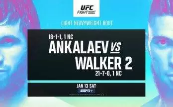 Watch UFC Vegas 84: Ankalaev vs Walker 2 1/13/24 13th January 2024 Live Online
