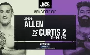Watch UFC Fight Night Vegas 90: Allen vs Curtis 2 4/6/24 6th April 2024